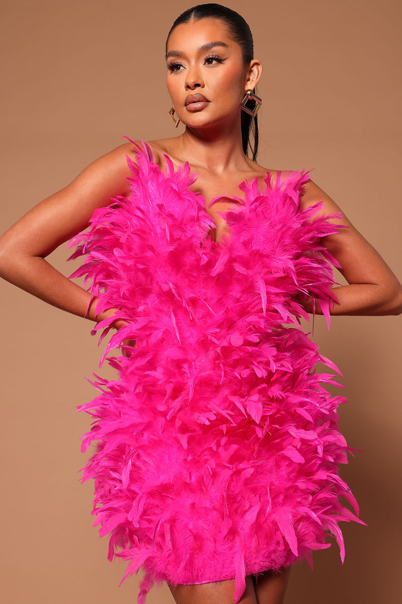 Izabelle Feather Mini Dress - Fuchsia | Fashion Nova, Luxe | Fashion Nova