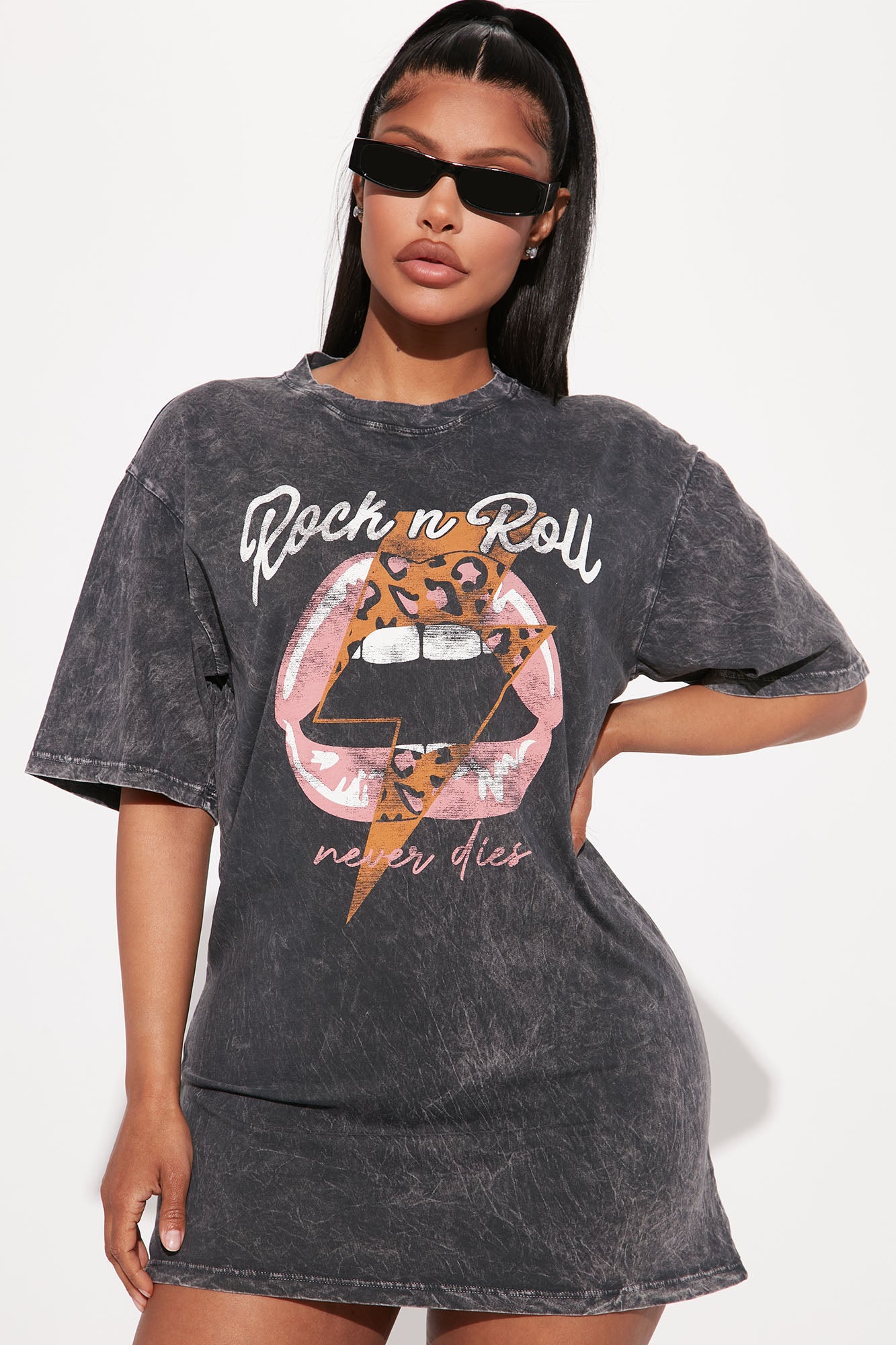 Rock N Roll Washed T-Shirt Dress - Charcoal | Fashion Nova, Dresses |