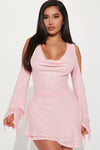 In Town Mesh Mini Dress - Pink