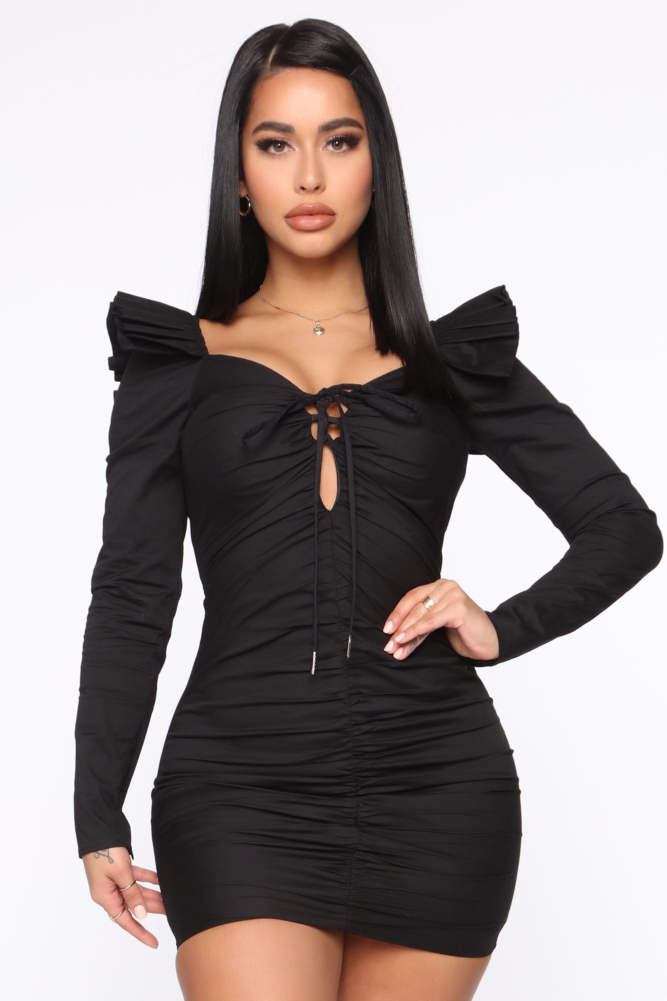 The Usual Please Ruched Mini Dress - Black – Fashion Nova