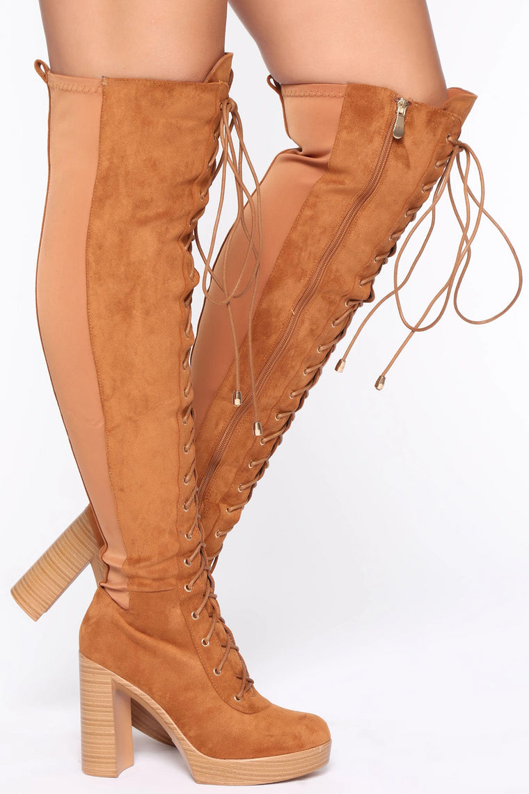 chestnut thigh high boots
