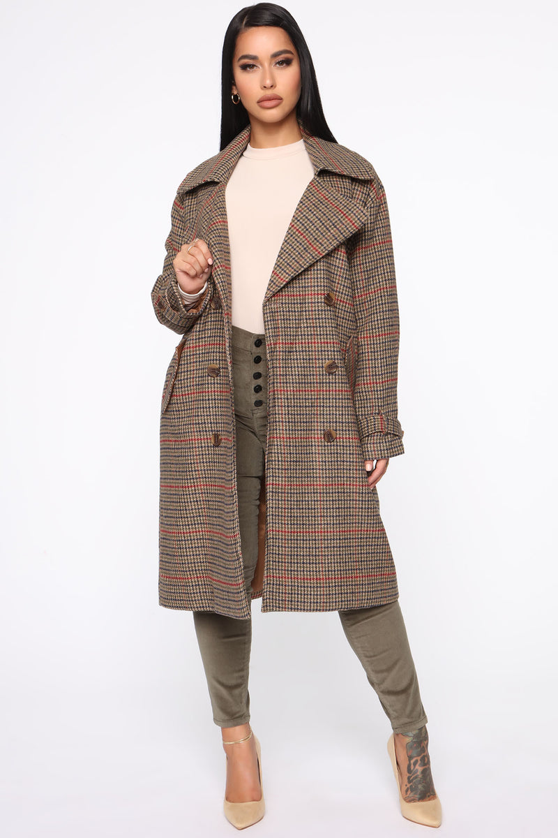 Warm Up To Me Coat - Taupe/Burgundy, Jackets & Coats | Fashion Nova