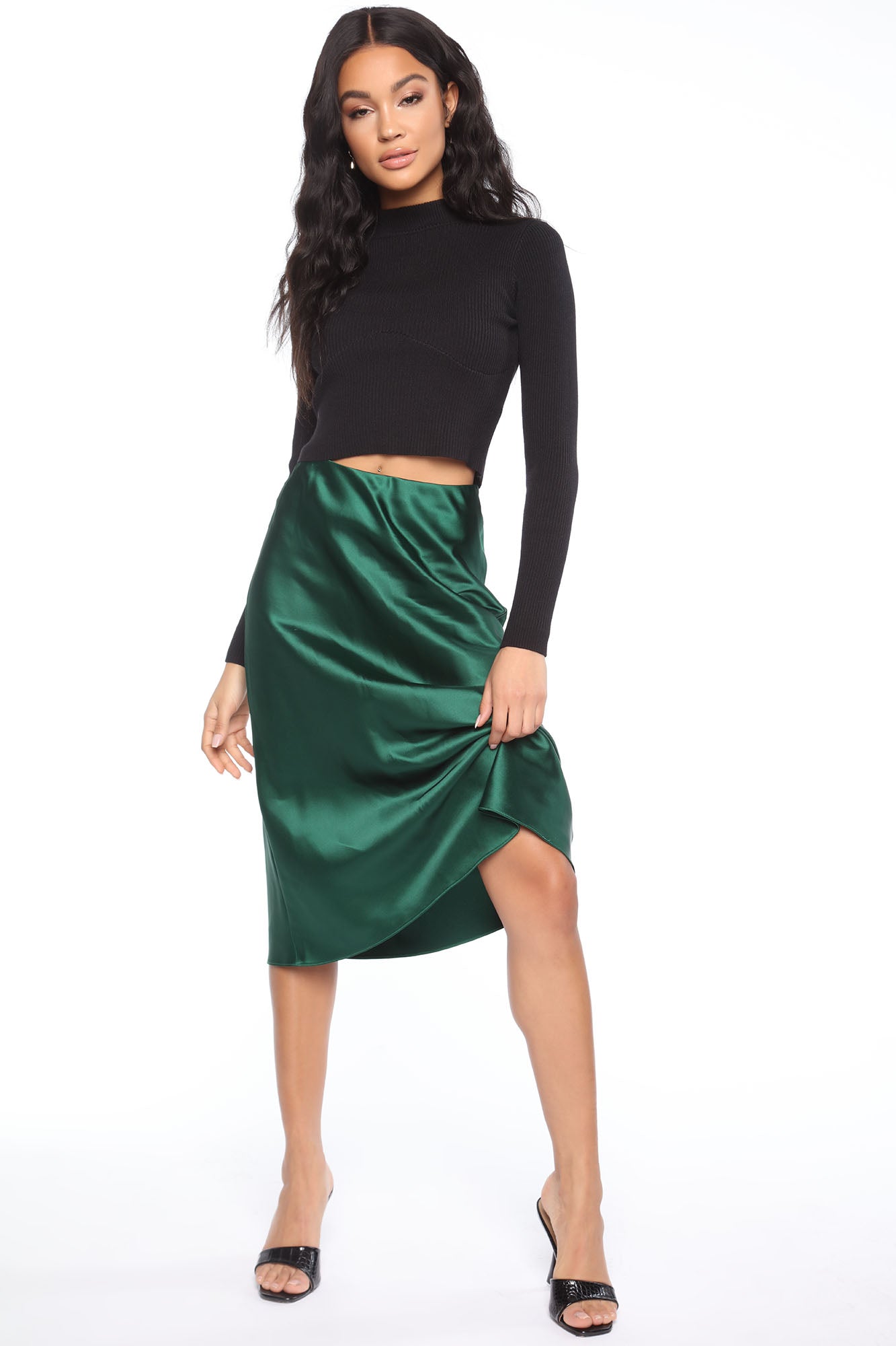 Emily Satin Slip Skirt - Hunter – Fashion Nova