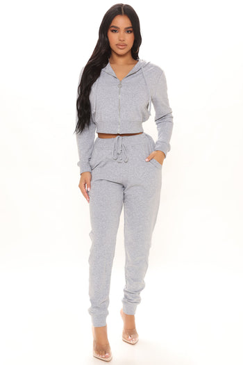 Womens Sweatsuits  Lazypants Nova & Chloe Heart Set In Vintage Pearl Grey  > SourceCore Studio