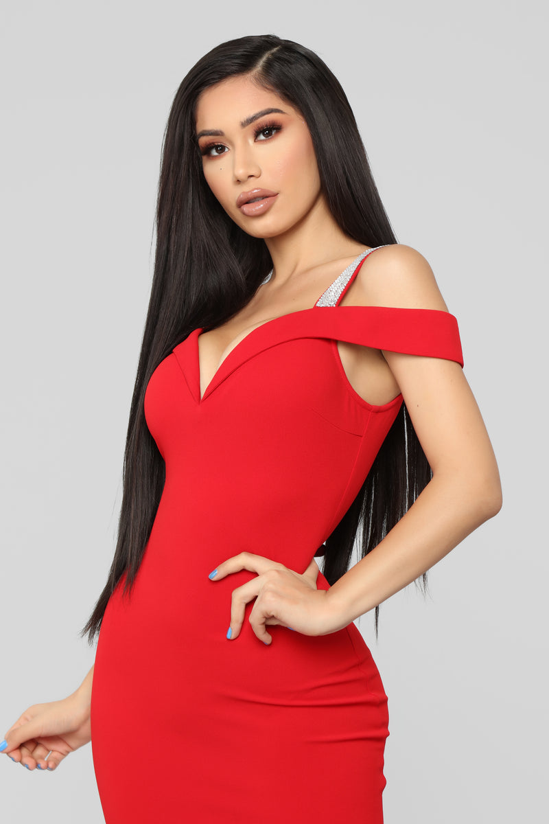 So Gorgeous Rhinestone Dress - Red | Fashion Nova, Dresses | Fashion Nova