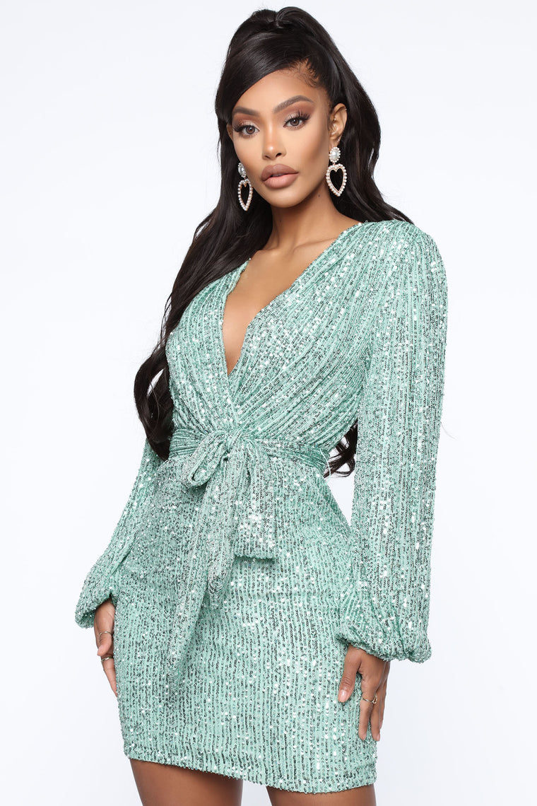 mint sequin dress