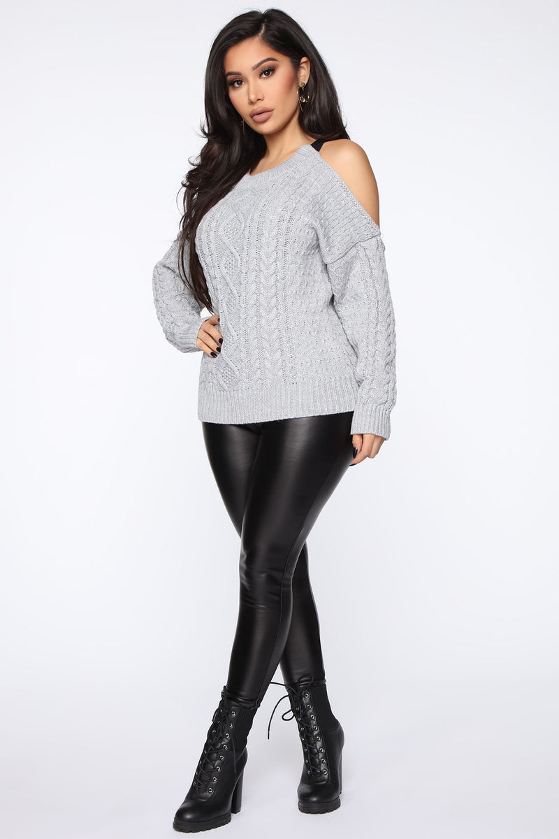 Giving You The Cold Shoulder Sweater - Heather Grey | Fashion Nova ...