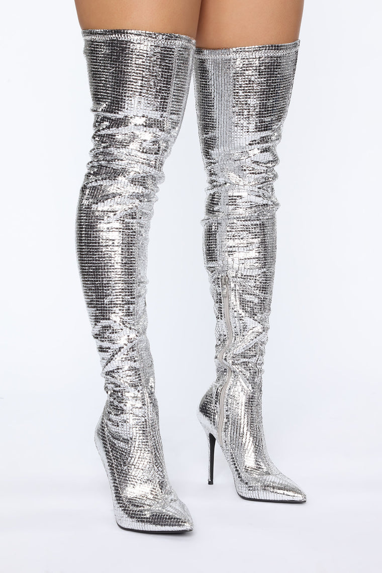 Now You See Me Boots - Silver - Shoes - Fashion Nova