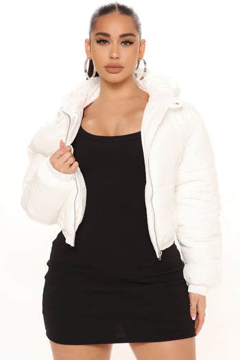 Fashion Nova Women's See Things Clear Reflective Puffer Jacket