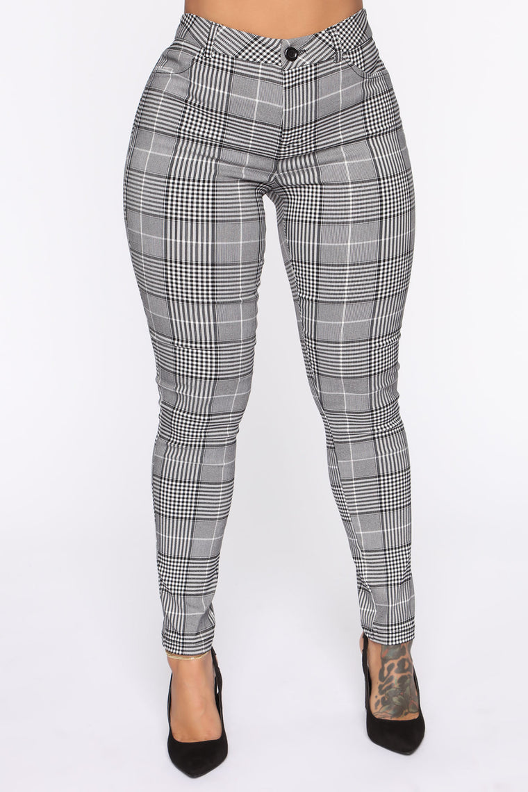 Give It To Me Plaid Pants - Black/White 