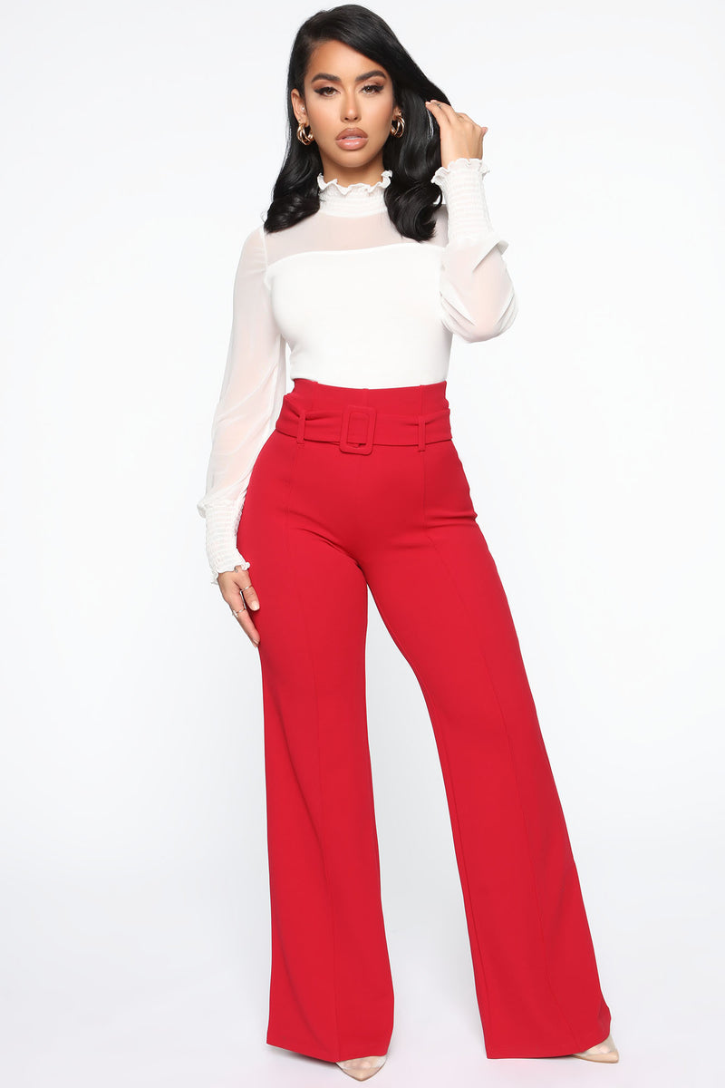 Tabitha Belted Pants - Dark Red | Fashion Nova, Pants | Fashion Nova