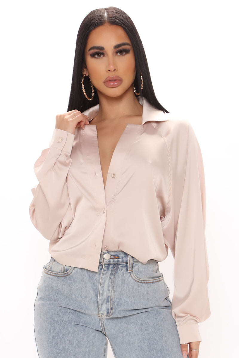 Give My All Satin Shirt - Champagne | Fashion Nova, Shirts & Blouses ...