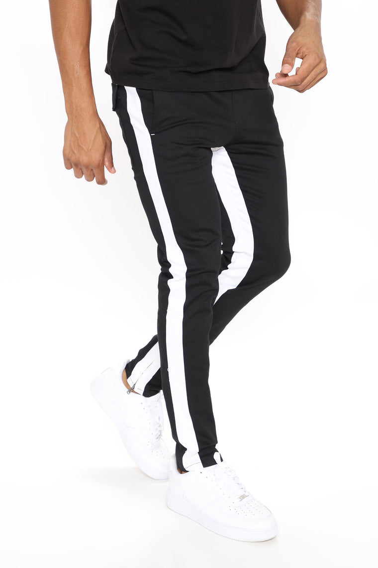 Travis Twill Joggers - Black/White, Mens Pants | Fashion Nova