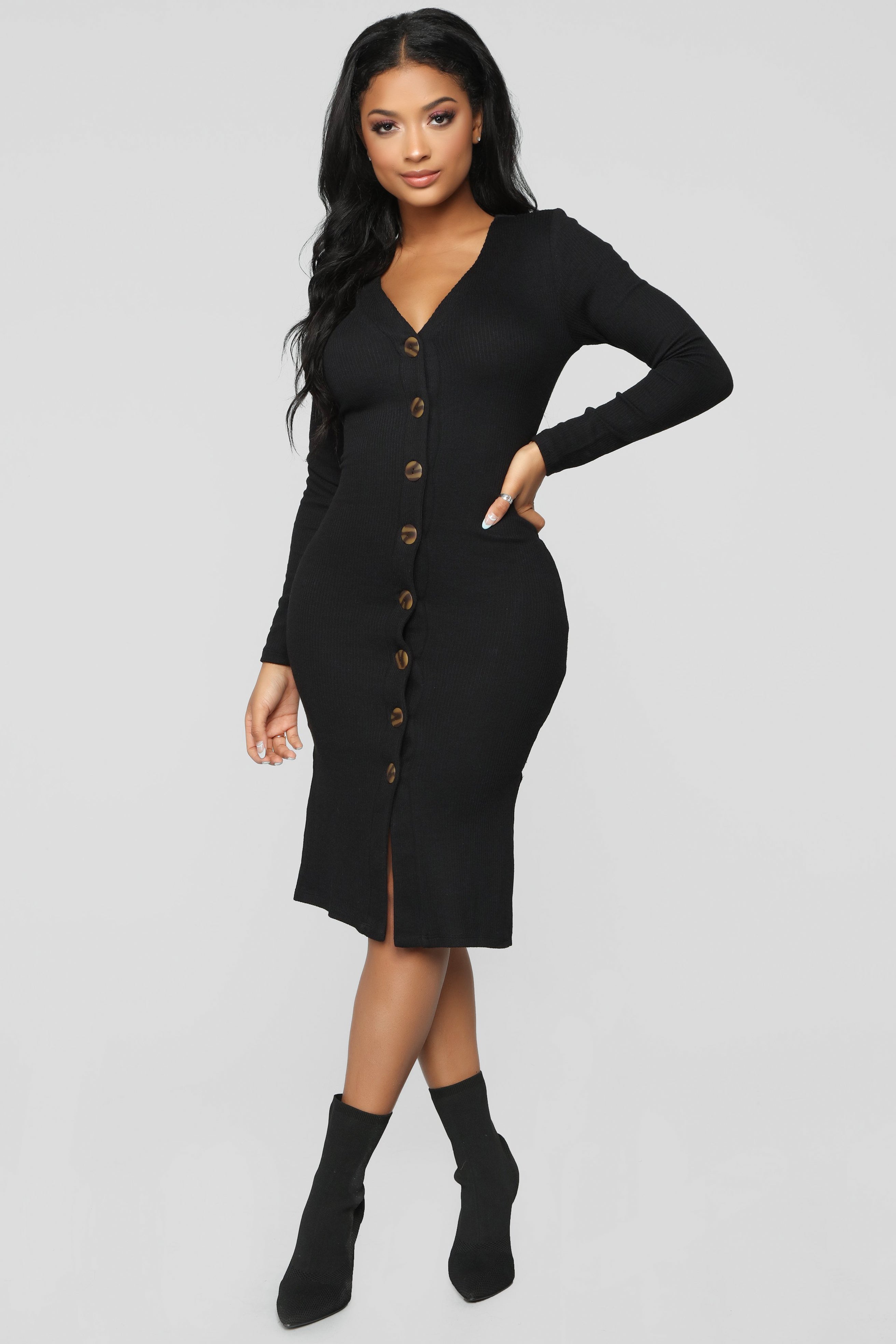 Show Some Sass Sweater Dress - Black – Fashion Nova