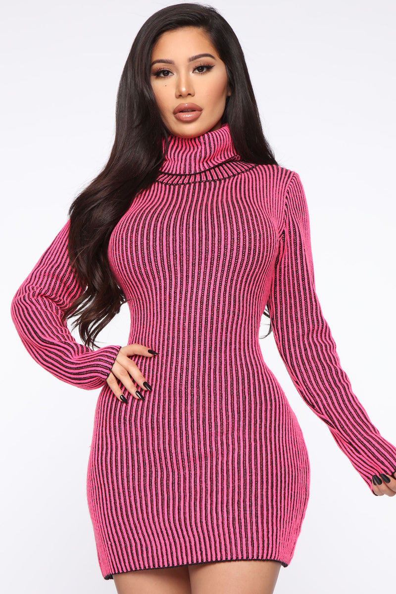 Cozy Comfort Sweater Midi Dress - Hot Pink/combo | Fashion Nova ...
