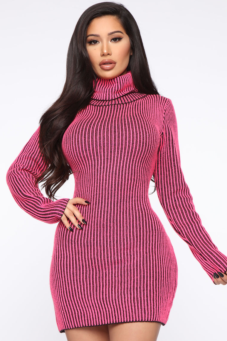 hot pink sweater dress
