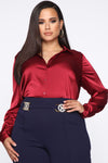 Smooth Talkin' Button Down Top - Burgundy