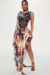 Paris Show Mesh Maxi Dress - Multi Color