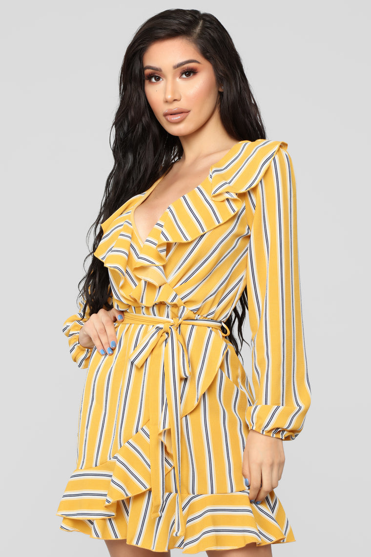 CIty Romance Stripe Dress - Mustard/Multi – Fashion Nova