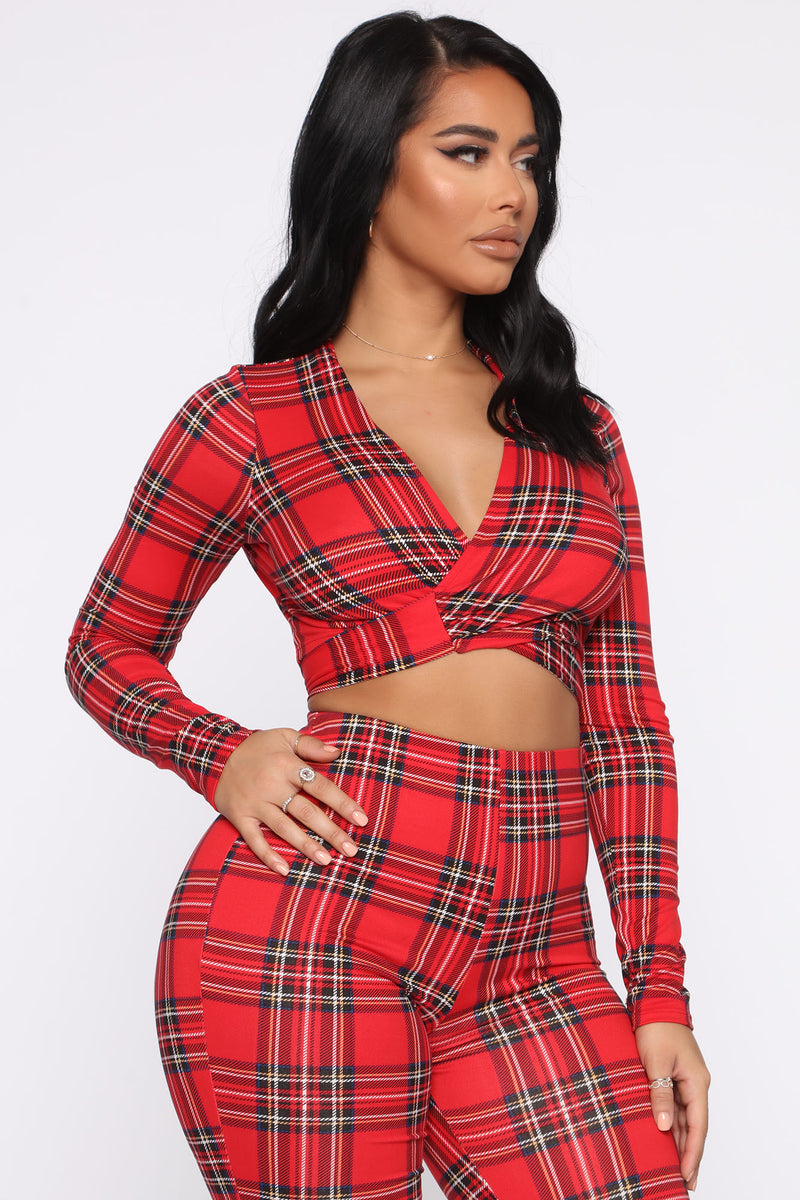 Don't Fake It Plaid Pant Set - Red | Fashion Nova, Matching Sets ...