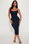 Hottie Denim Midi Dress - Dark Wash