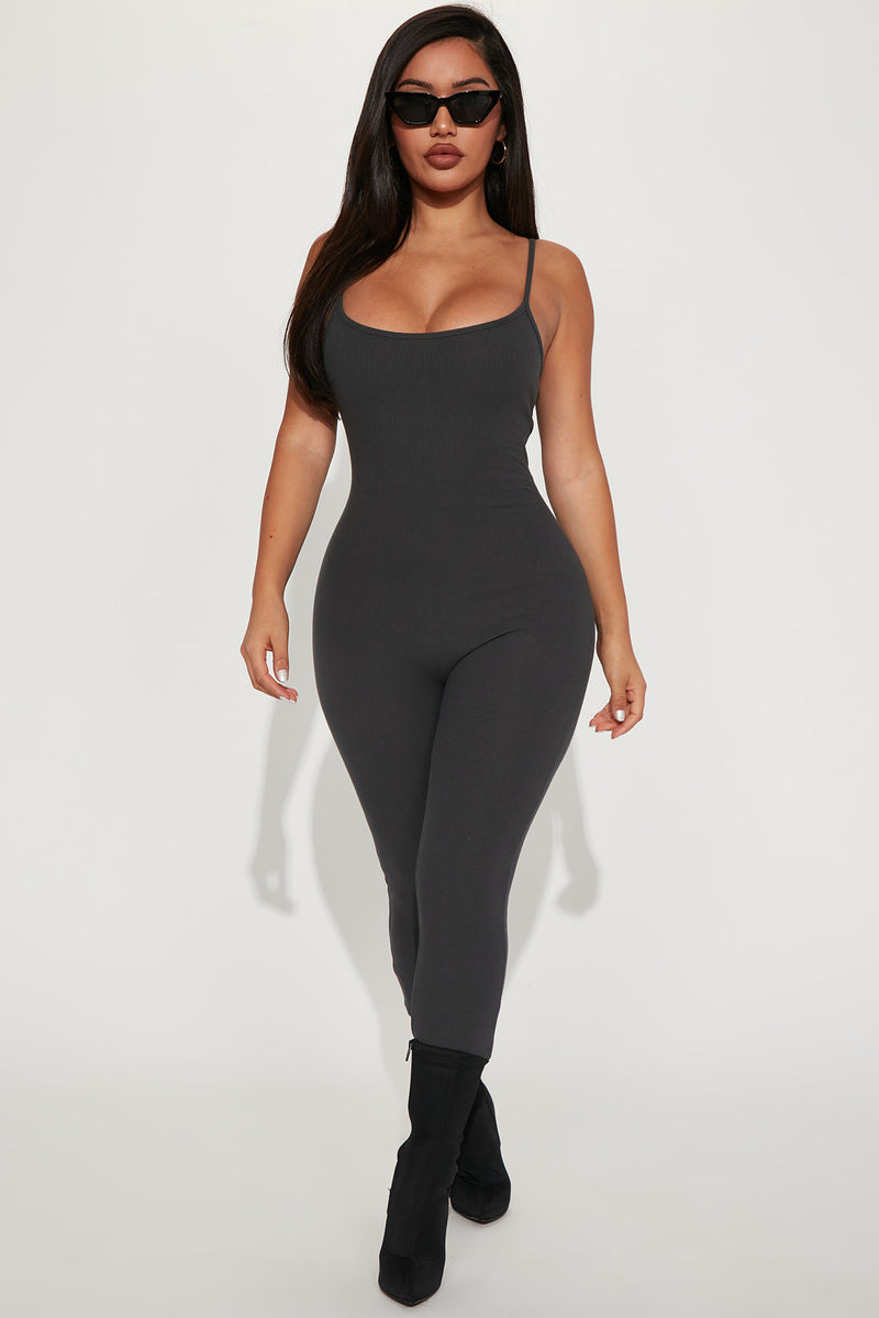 Reina Ribbed Jumpsuit - Charcoal | Fashion Nova, Jumpsuits | Fashion Nova