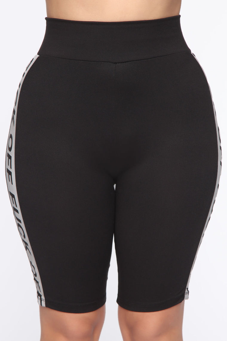 F Off Reflective Biker Short - Black - Shorts - Fashion Nova
