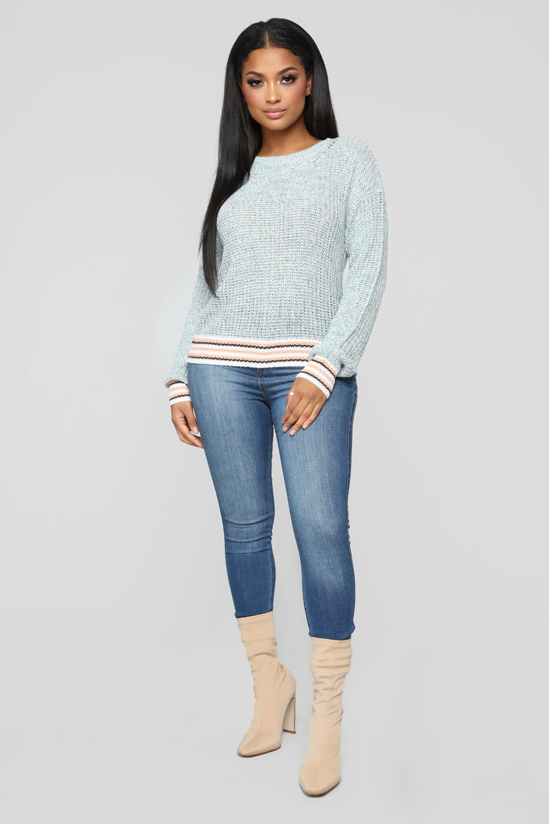 Claudia Contrast Sweater - Blue/Combo | Fashion Nova, Sweaters ...