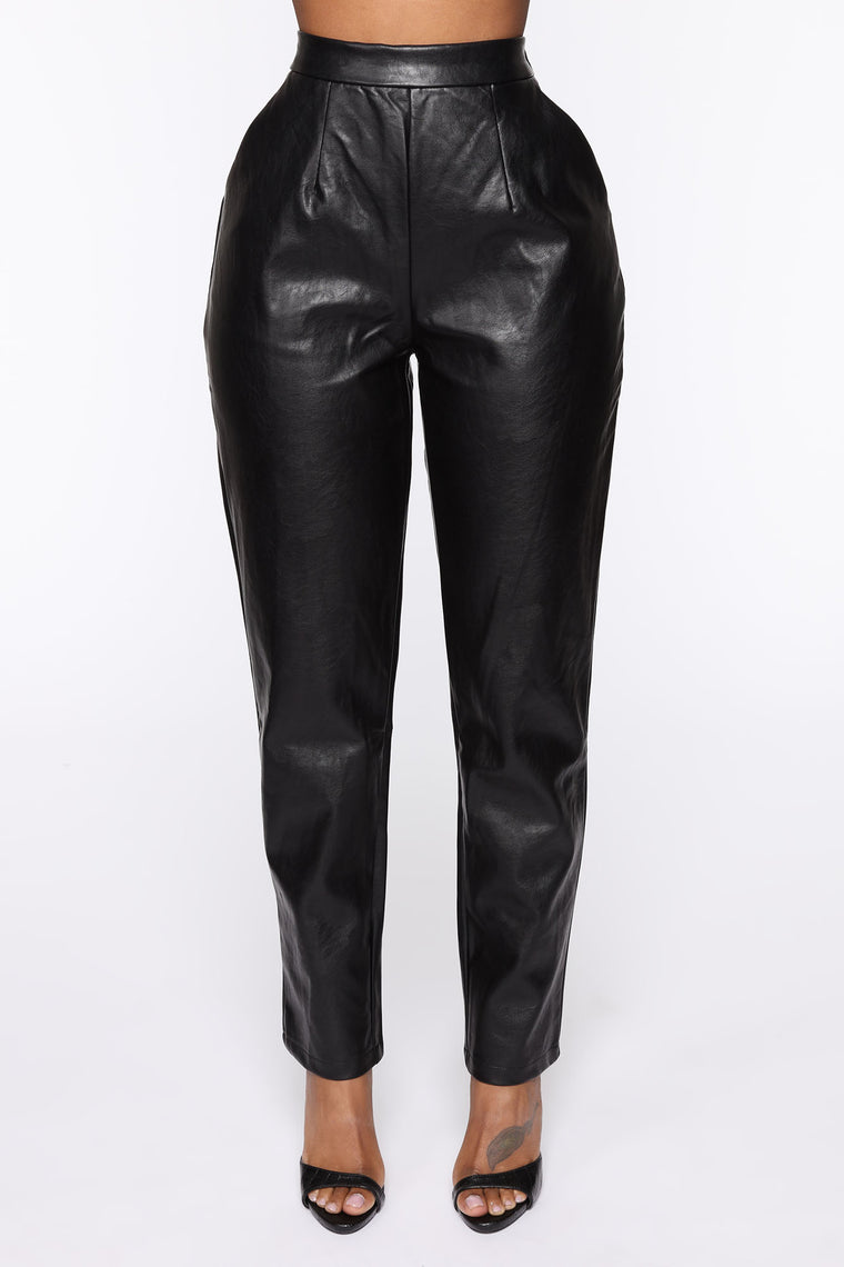 faux black leather pants
