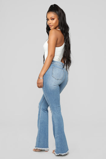 No Competition Denim Halter Top - Medium Wash