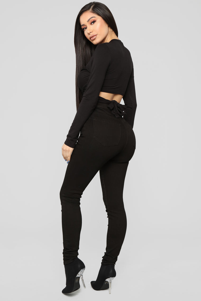 All Wrapped Up Top - Black, Knit Tops | Fashion Nova