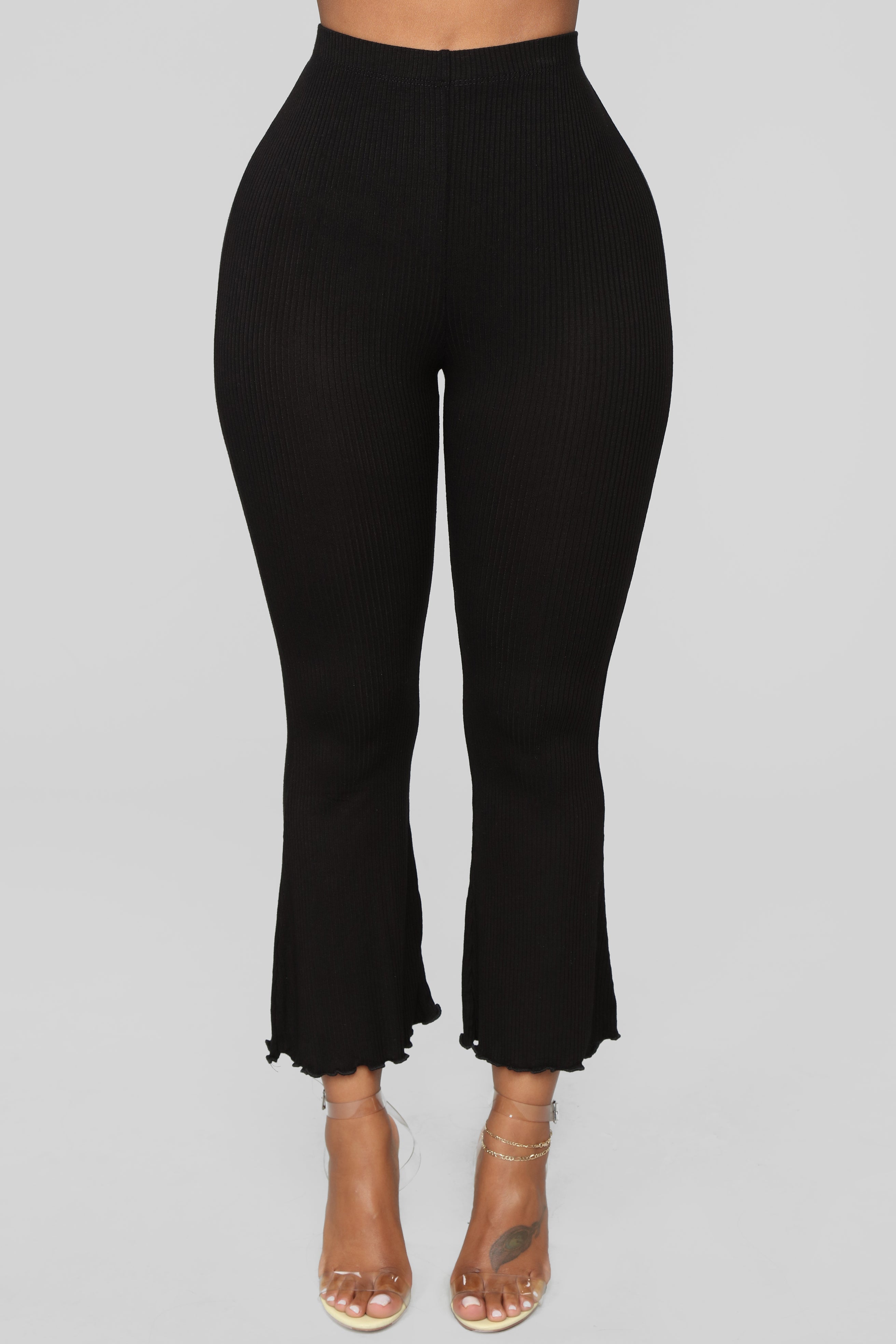 Petite Black Ribbed Flared Leggings  International Society of Precision  Agriculture