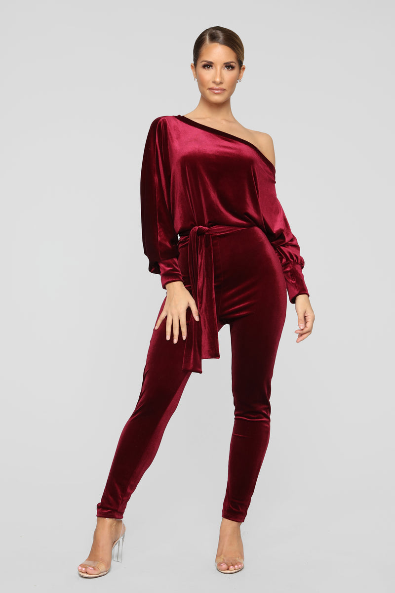 Pro Lounger Velvet Jumpsuit - Burgundy | Fashion Nova, Jumpsuits ...