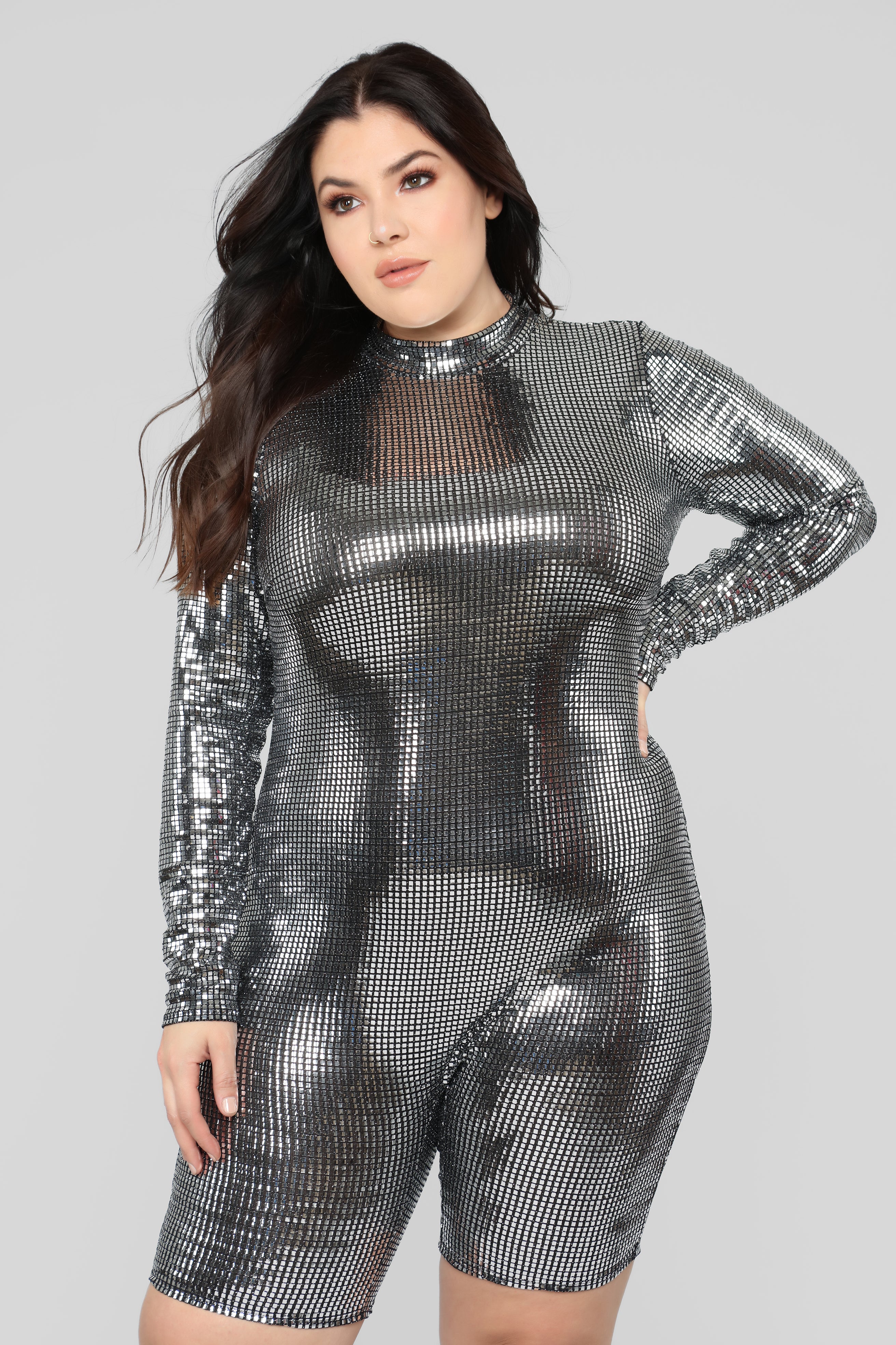 Babe Magnet Metallic Romper - Silver – Fashion Nova