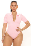 Hustle And Grind Short Sleeve Bodysuit - Pink