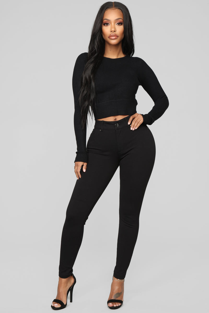 Back Cut Out Ribbed Top - Black | Fashion Nova, Knit Tops | Fashion Nova