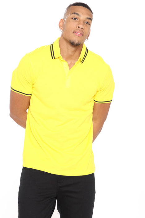 neon yellow polo shirt