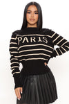 J'adore Paris Striped Sweater - Black