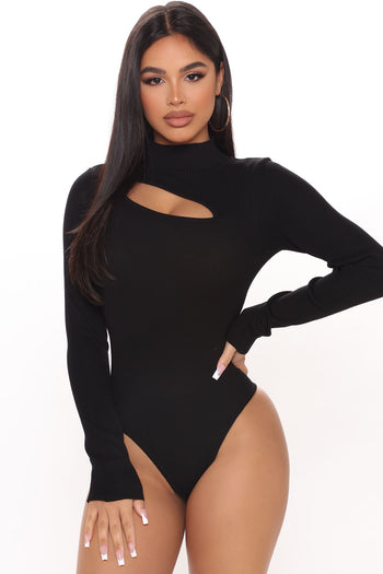 Luna One Shoulder Long Sleeve Catsuit (Black) · NanaMacs