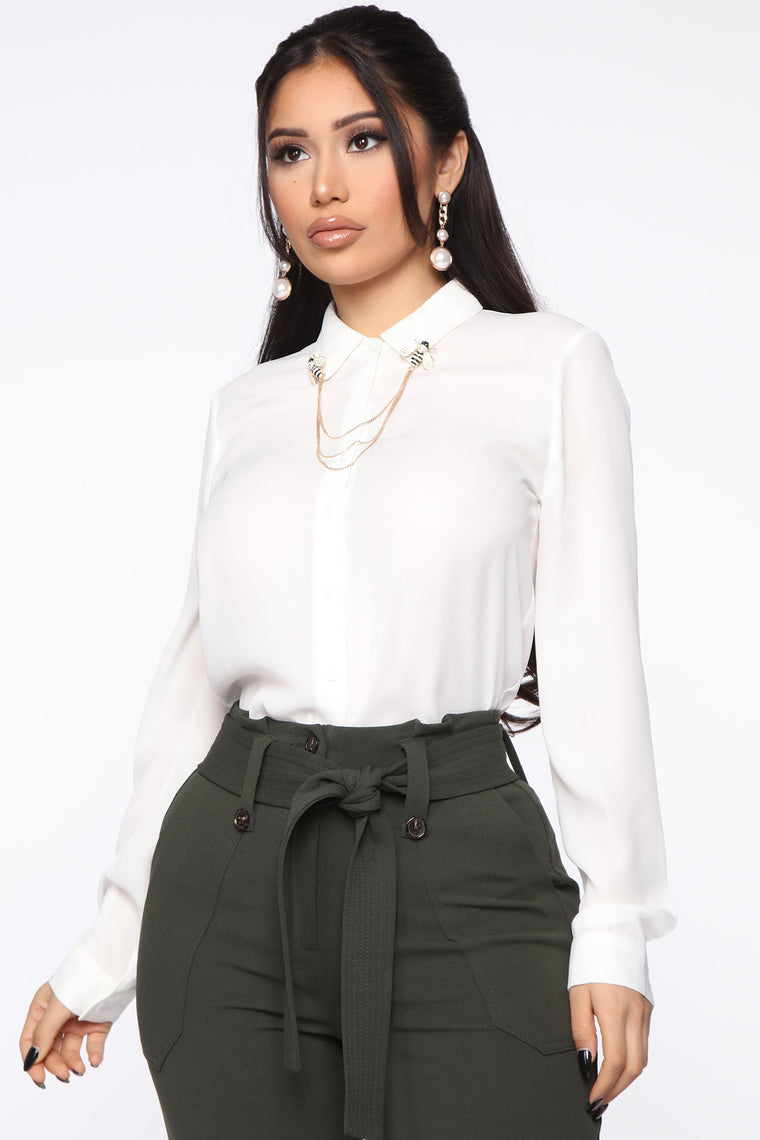 fashion nova white button up shirt