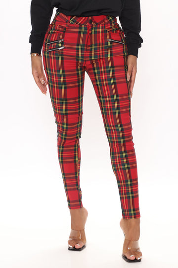 red plaid pants skinny