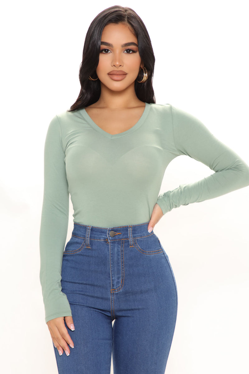 Your Everyday Long Sleeve Tee - Sage | Fashion Nova, Basic Tops ...