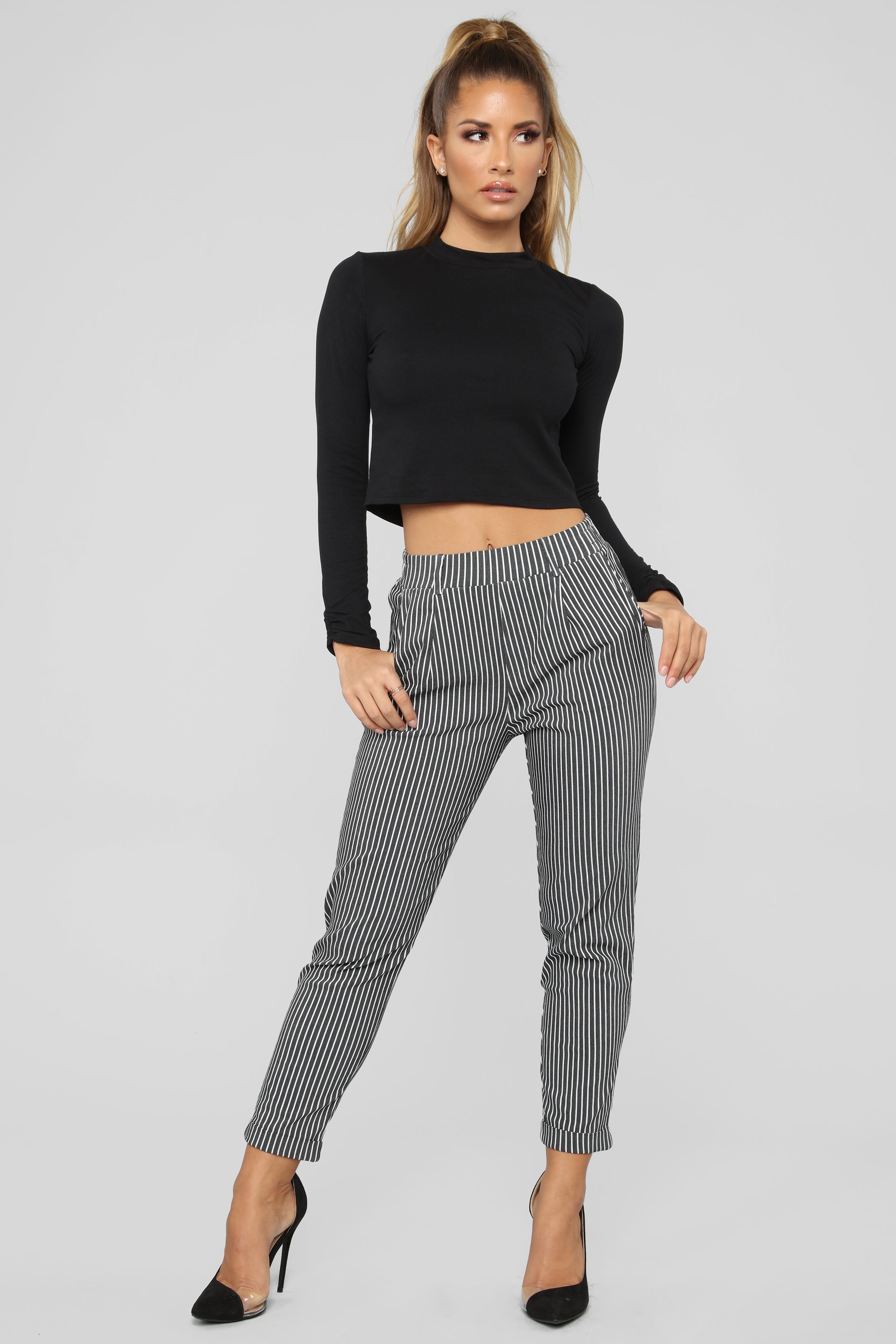 female striped pants