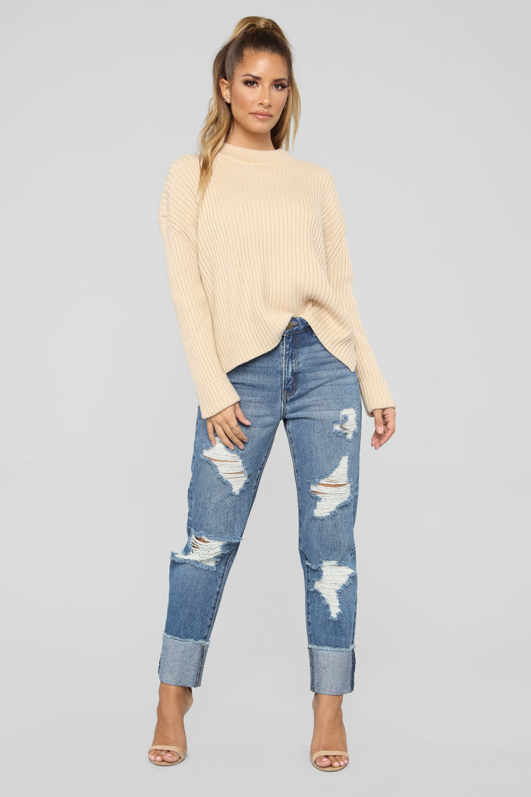 Shanel High Rise Boyfriend Jeans - Medium Blue Wash