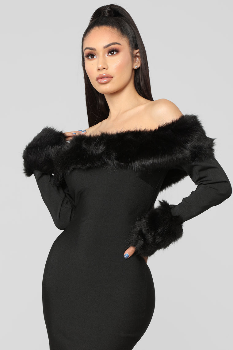 fashion nova fur dress