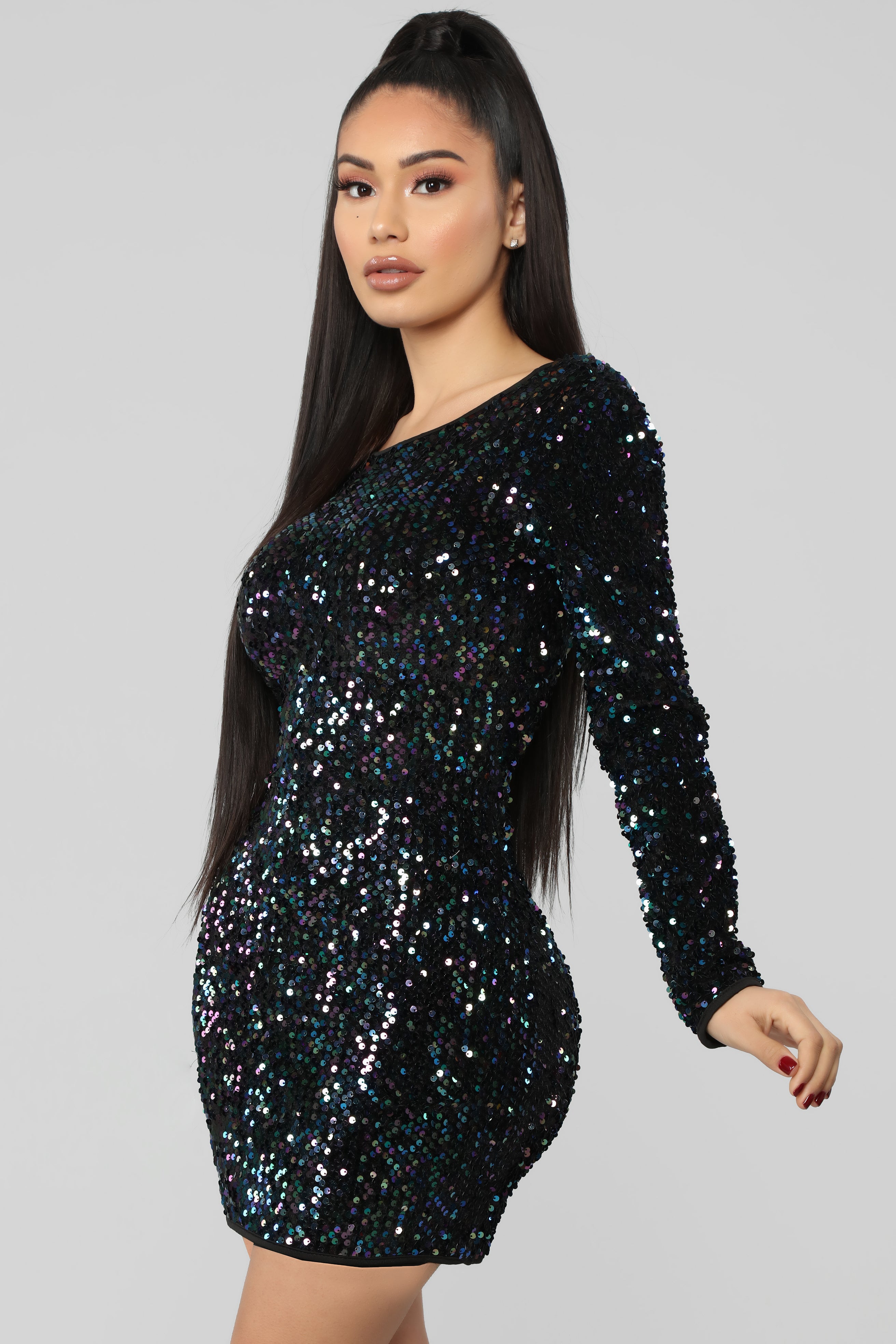 Brighten Up The Night Sequin Mini Dress - Multi