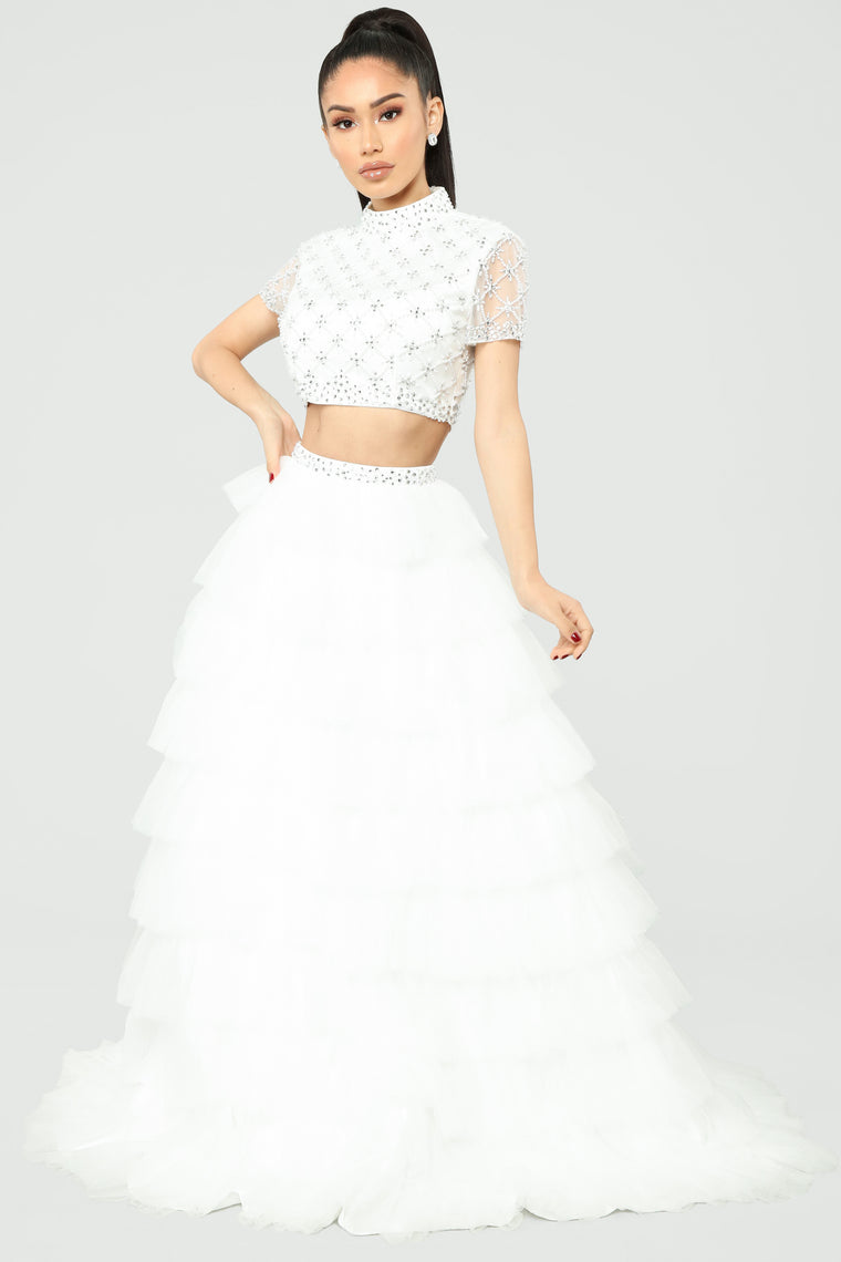 white formal dress for graduation