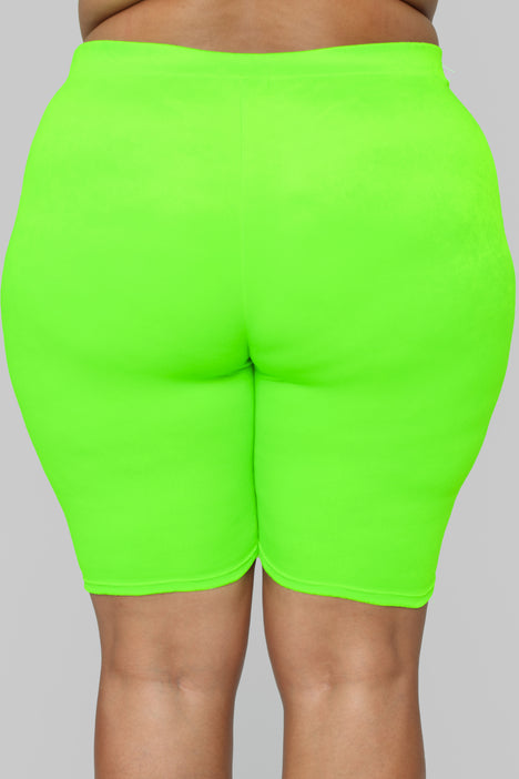 neon biker shorts set