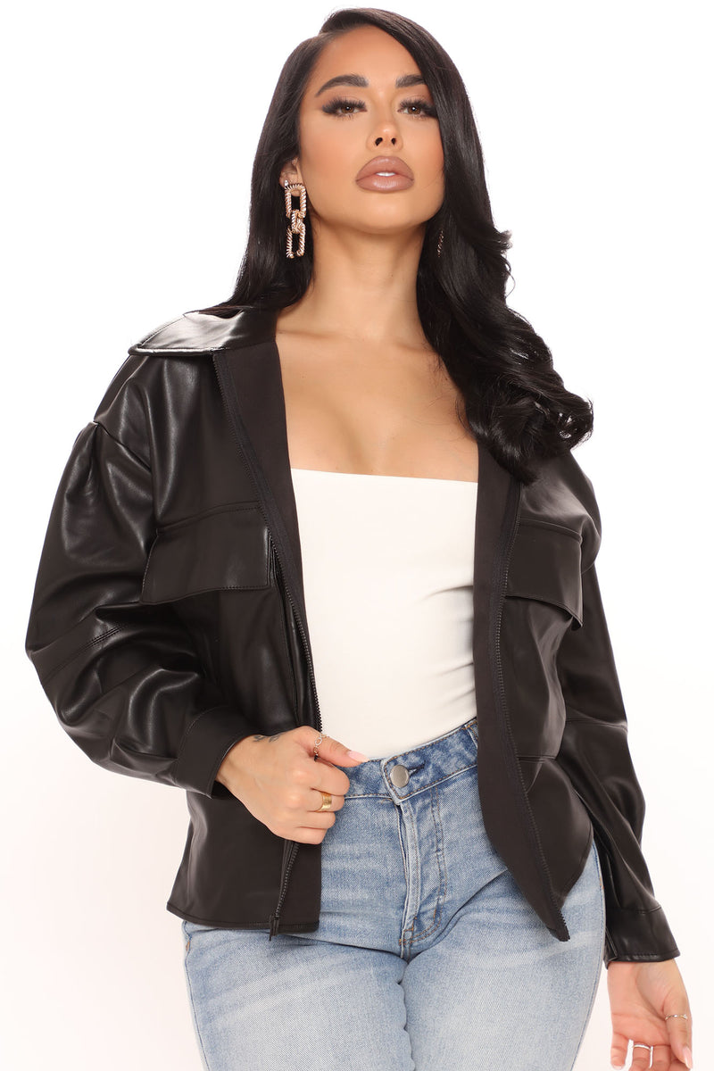 Dominate You Faux Leather Cargo Jacket - Black | Fashion Nova, Jackets ...