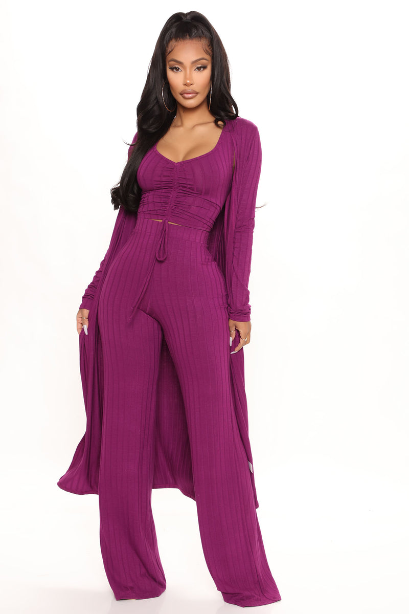 Come Get It 3 Piece Pant Set - Plum | Fashion Nova, Matching Sets ...